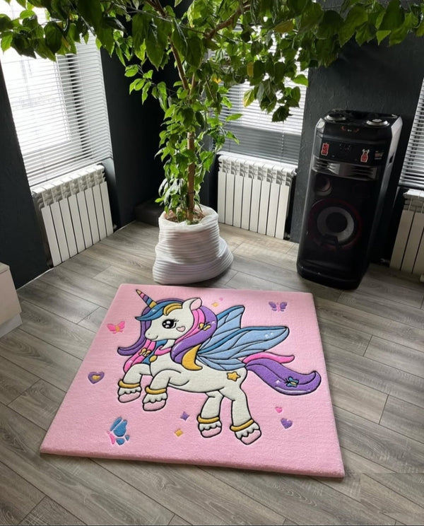 Unicorn pegasus custom tufted rug